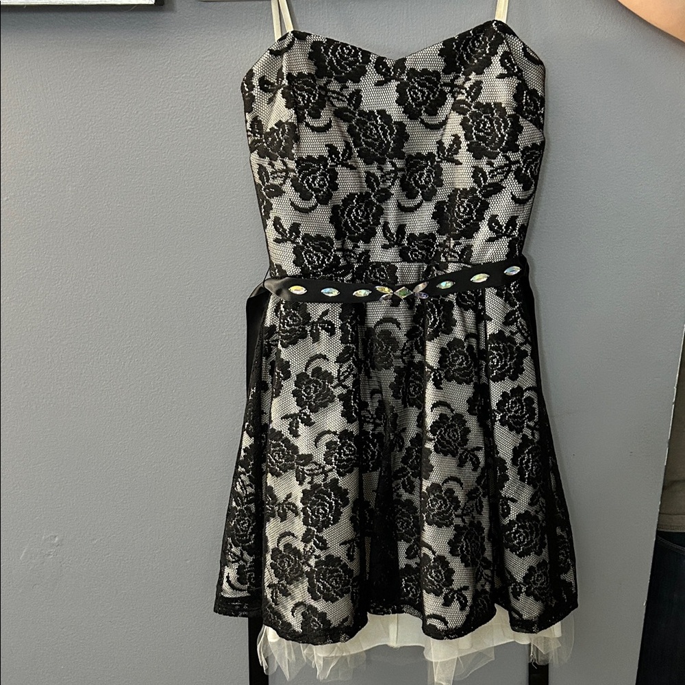 Lace Overlay Graduation Dress with Tulle